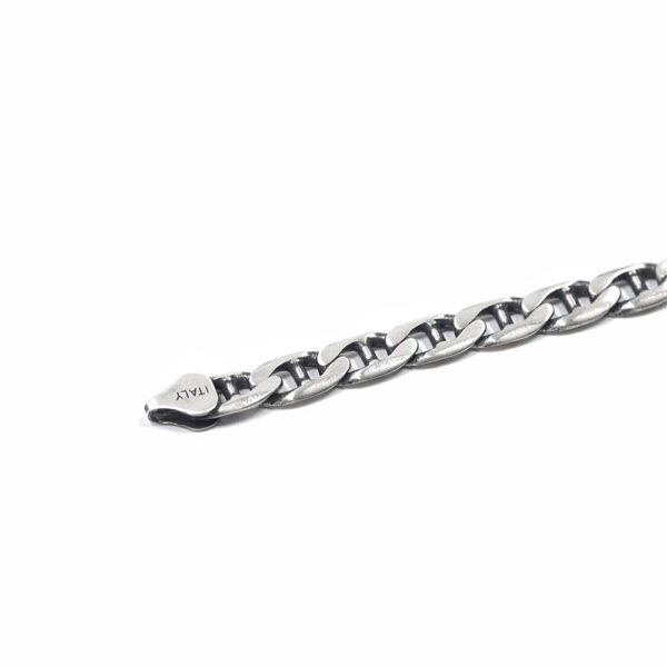 Black Rhodium Plated Brushed Sterling Silver Anchor chain bracelet - Image 5