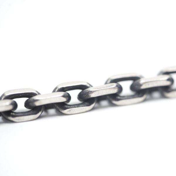 Black Rhodium Plated Brushed Sterling Silver Link Chain Bracelet (Thin) - Image 5