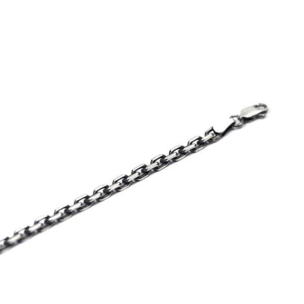 Black Rhodium Plated Brushed Sterling Silver Link Chain Bracelet (Thin) - Image 3