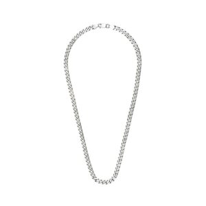 925 Italy Silver Rhodium Plated Brushed Satin Finish Diamond Cut Curb Chain Necklace