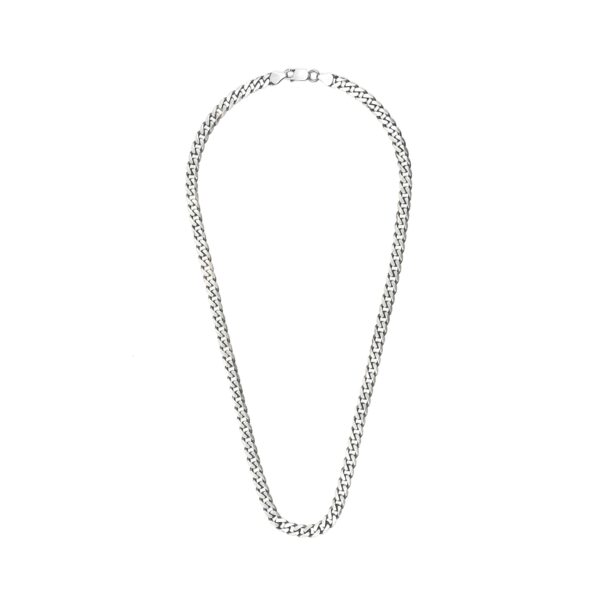 925 Italy Silver Rhodium Plated Brushed Satin Finish Diamond Cut Curb Chain Necklace