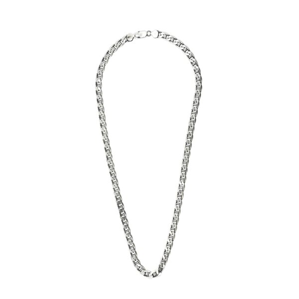 925 Italy Silver Rhodium Plated Brushed Satin Anchor Chain Necklace