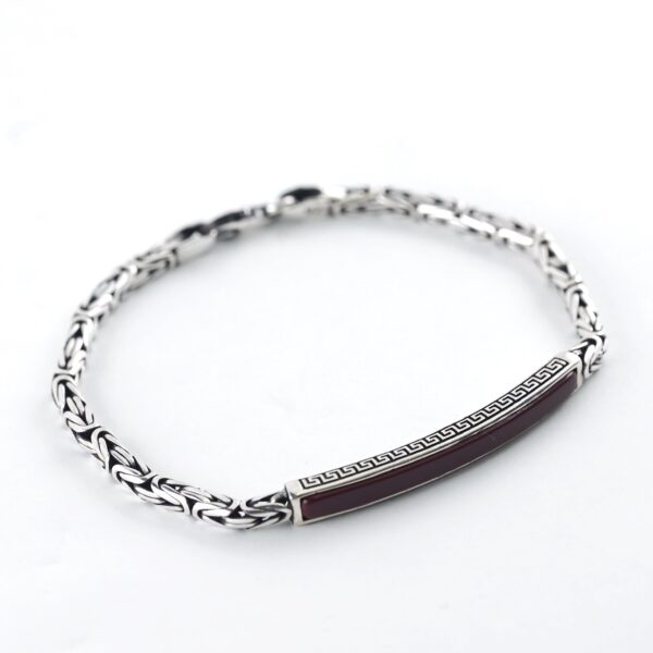 Brown Rhodium Plated Brushed Sterling Silver Versace Byzantine Chain Bracelet