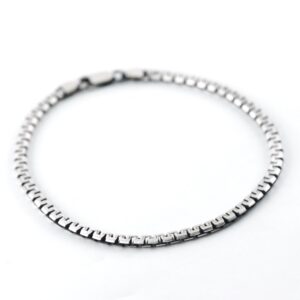 Black Rhodium Plated Brushed Sterling Silver Greek Bracelet (Thin)