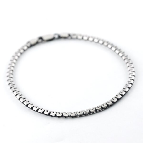 Black Rhodium Plated Brushed Sterling Silver Greek Bracelet (Thin)