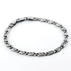 Black Rhodium Plated Brushed Sterling Silver Geometric Bracelet