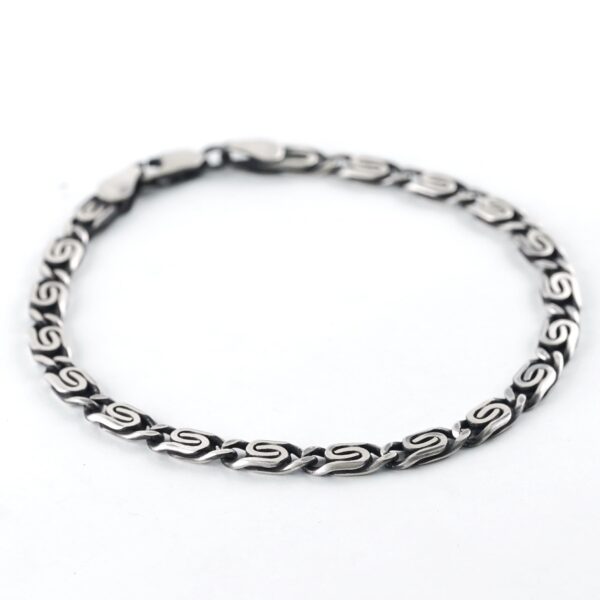 Black Rhodium Plated Brushed Sterling Silver Geometric Bracelet