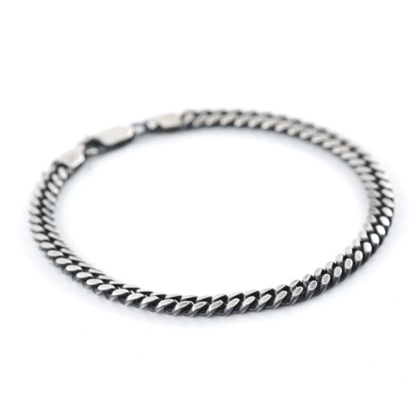 Black Rhodium Plated Sterling Silver Brushed Curb Bracelet