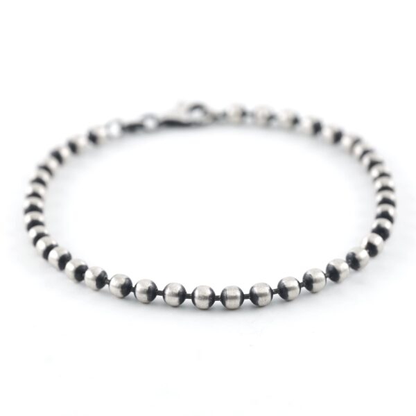 Black Rhodium Plated Flexible Ball Silver Bead Bracelet