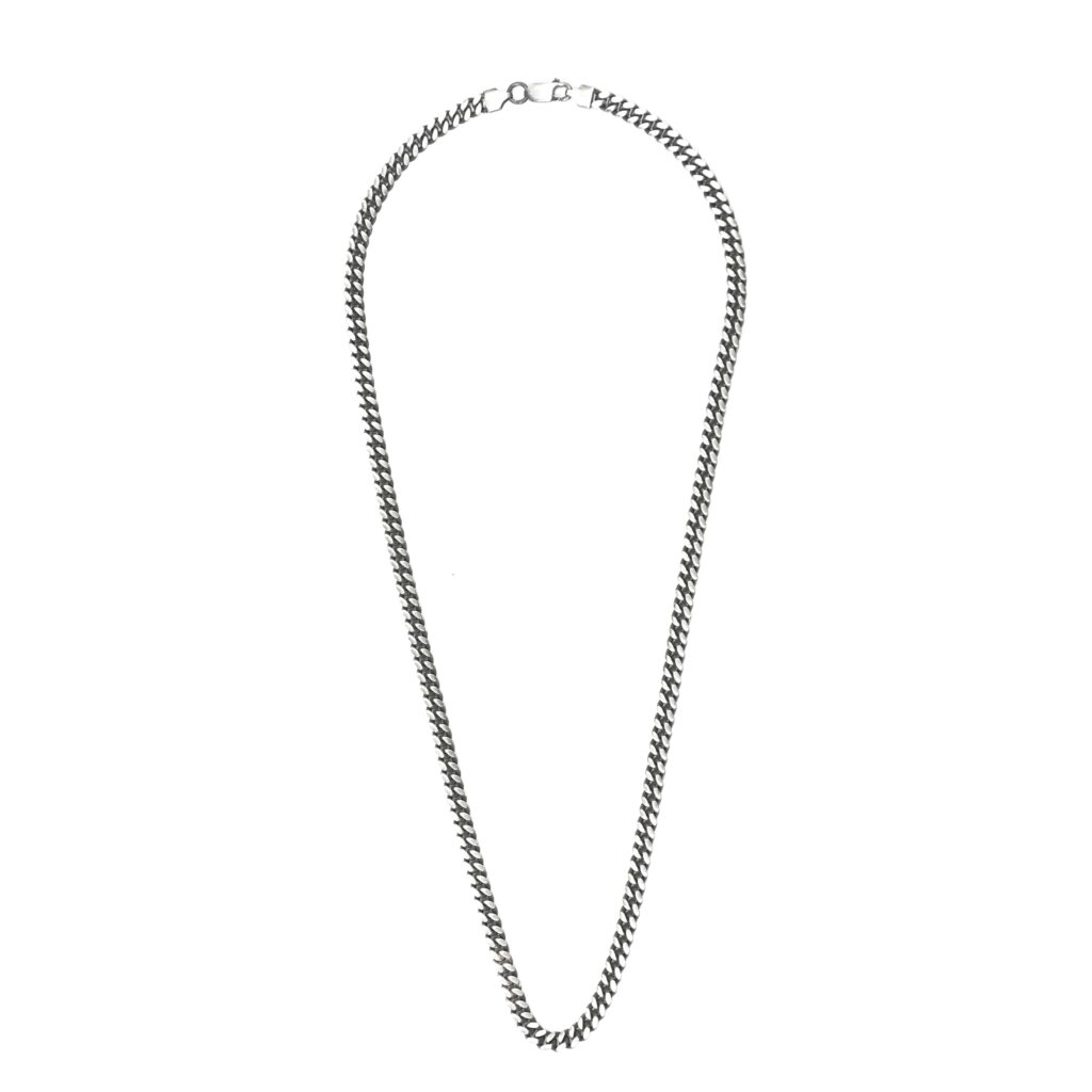 925 Italy Silver Black Rhodium Plated Brushed Curb Necklace
