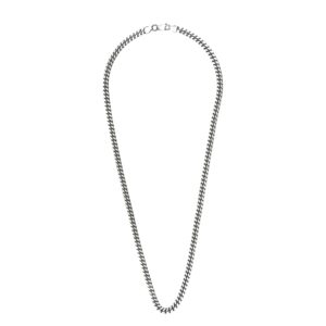 925 Italy Silver Black Rhodium Plated Brushed Curb Necklace