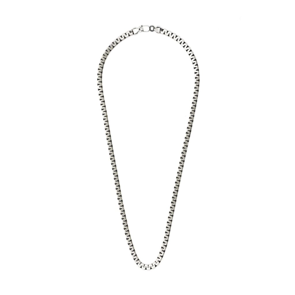 925 Italy Silver Black Rhodium Plated Brushed Satin Greek Style Necklace