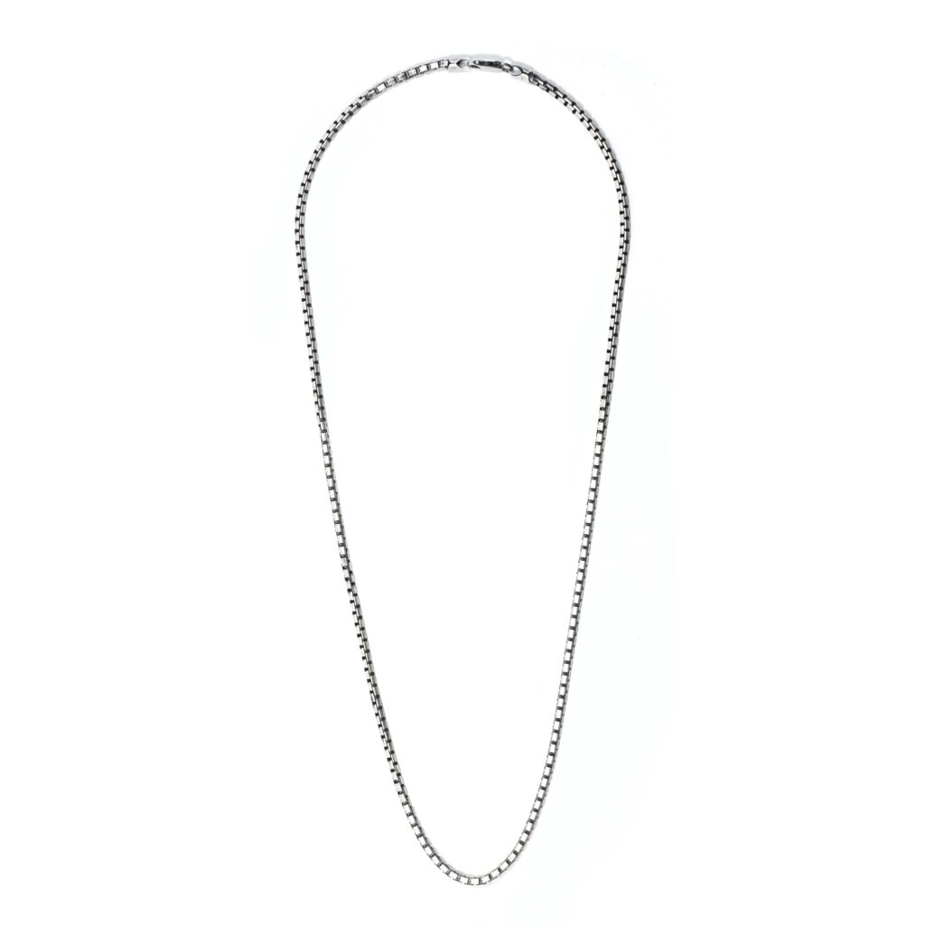 925 Italy Silver Black Rhodium Plated Brushed Satin Finish Box Chain Necklace