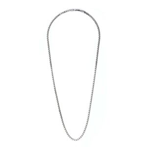 925 Italy Silver Black Rhodium Plated Brushed Satin Finish Box Chain Necklace