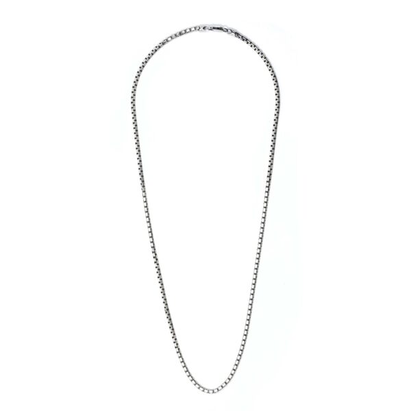 925 Italy Silver Black Rhodium Plated Brushed Satin Finish Box Chain Necklace