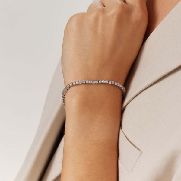 Rhodium Plated Brushed Sterling Silver Tennis Bracelet 2mm - Image 2