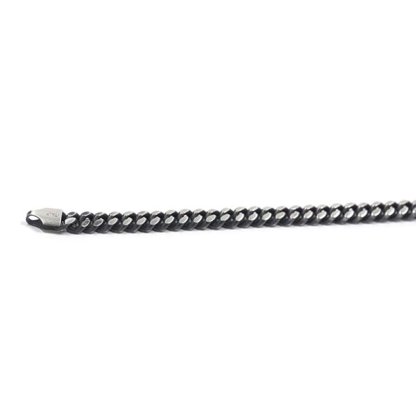 Black Rhodium Plated Sterling Silver Brushed Curb Bracelet - Image 4