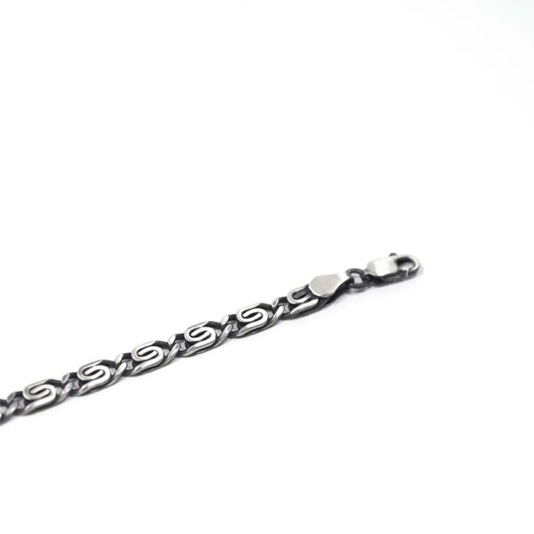 Black Rhodium Plated Brushed Sterling Silver Geometric Bracelet - Image 3