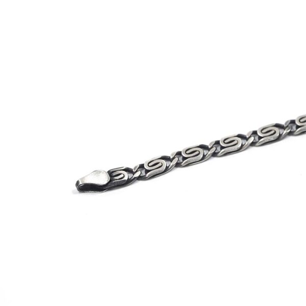 Black Rhodium Plated Brushed Sterling Silver Geometric Bracelet - Image 4