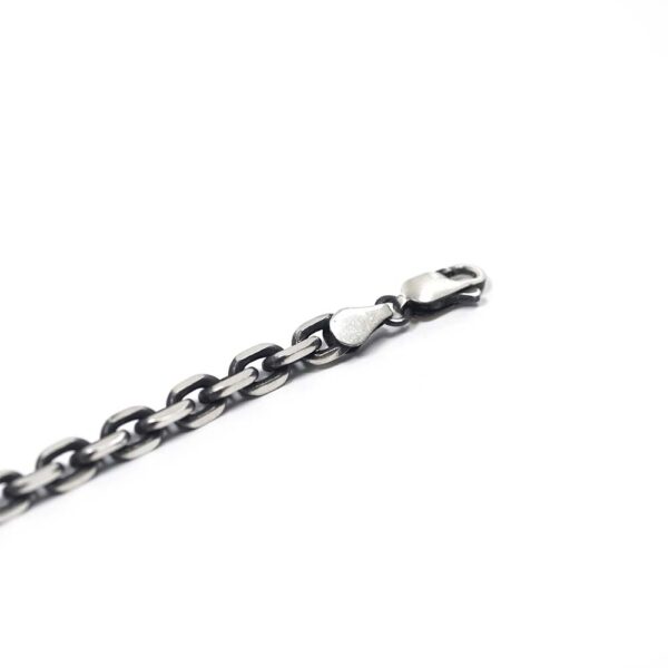 Black Rhodium Plated Brushed Sterling Silver Link Chain Bracelet - Image 3