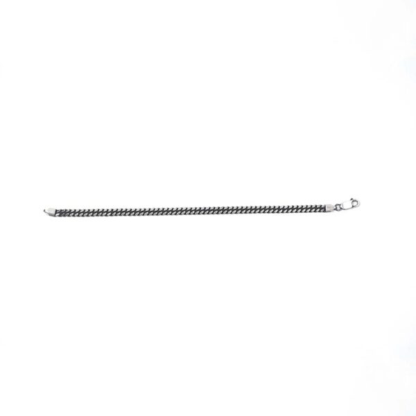 Black Rhodium Plated Sterling Silver Brushed Curb Bracelet - Image 5