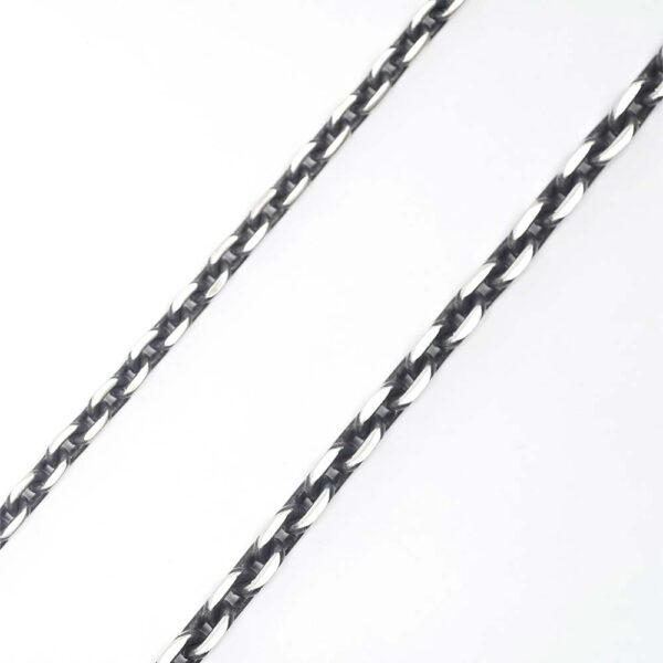 Black Rhodium Plated Brushed Sterling Silver Link Chain Bracelet (Thin) - Image 7
