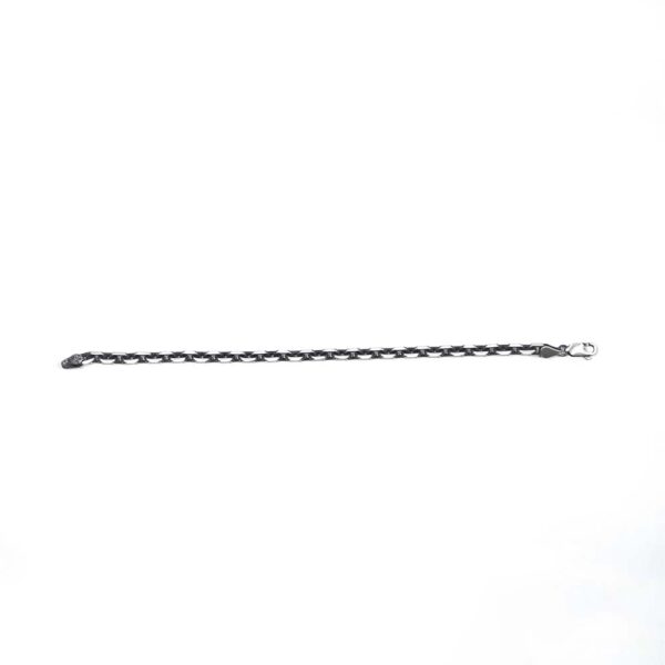 Black Rhodium Plated Brushed Sterling Silver Link Chain Bracelet - Image 5