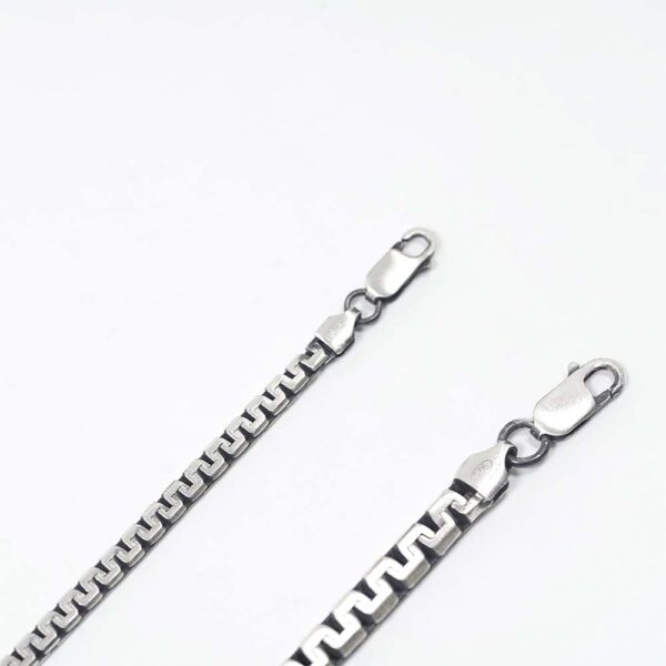 Black Rhodium Plated Brushed Sterling Silver Greek Bracelet (Thin) - Image 3