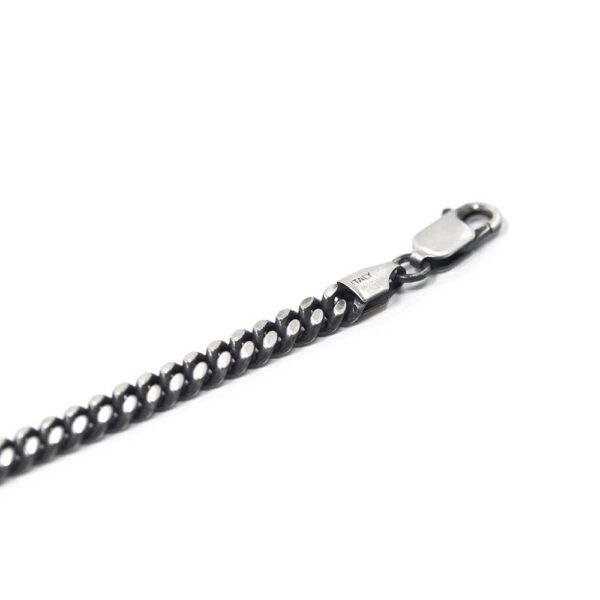 Black Rhodium Plated Sterling Silver Brushed Curb Bracelet - Image 3