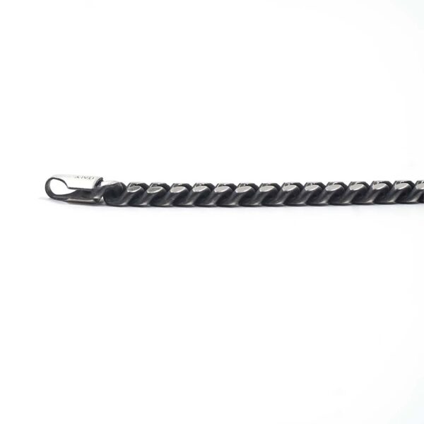 Black Rhodium Plated Sterling Silver Brushed Curb Bracelet - Image 6