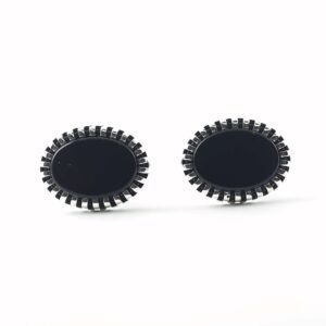 Sterling Silver Frame Oval Shape Black Onyx Stone Cufflinks