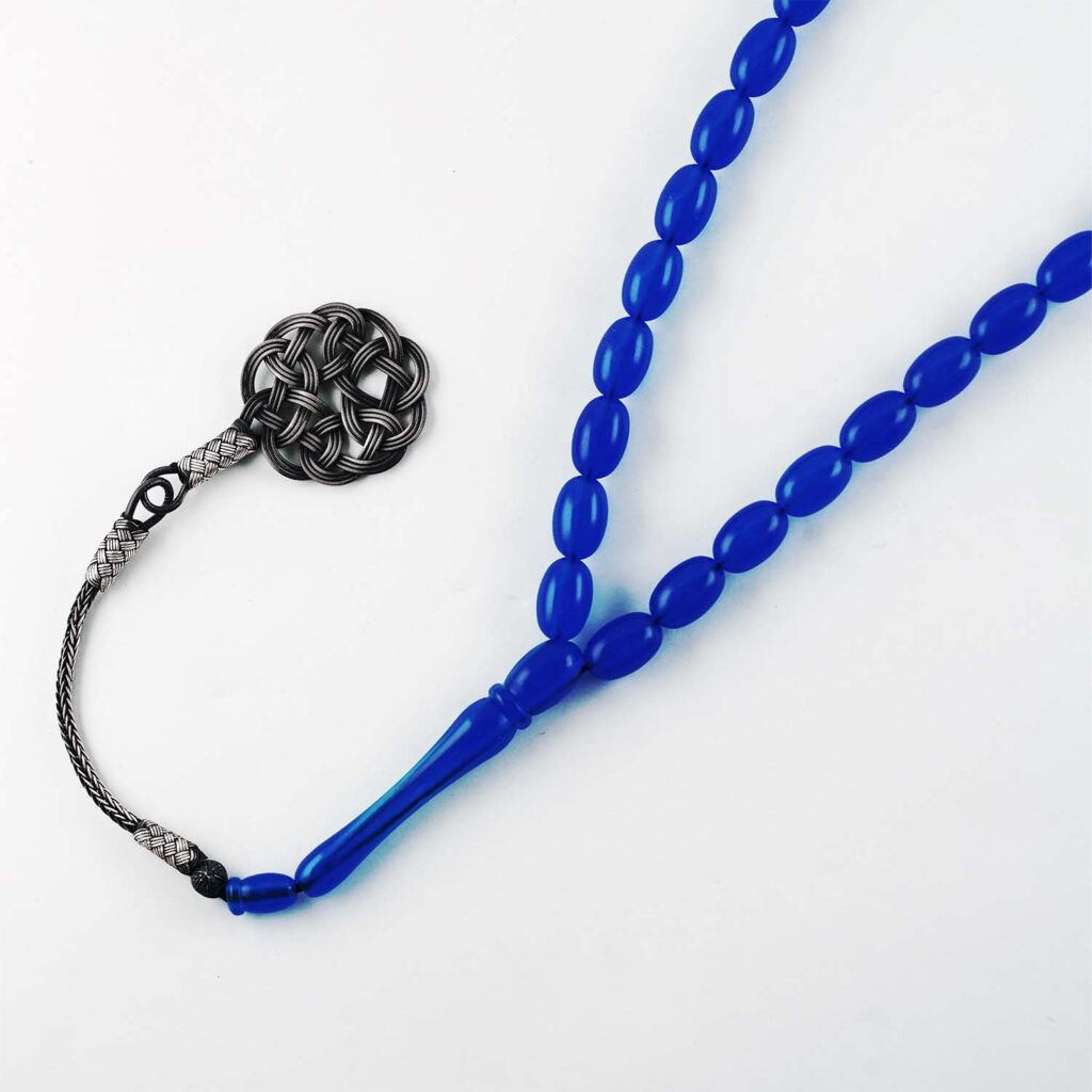 Blue Beads Rosary with Sterling Silver Trabzon Tassel