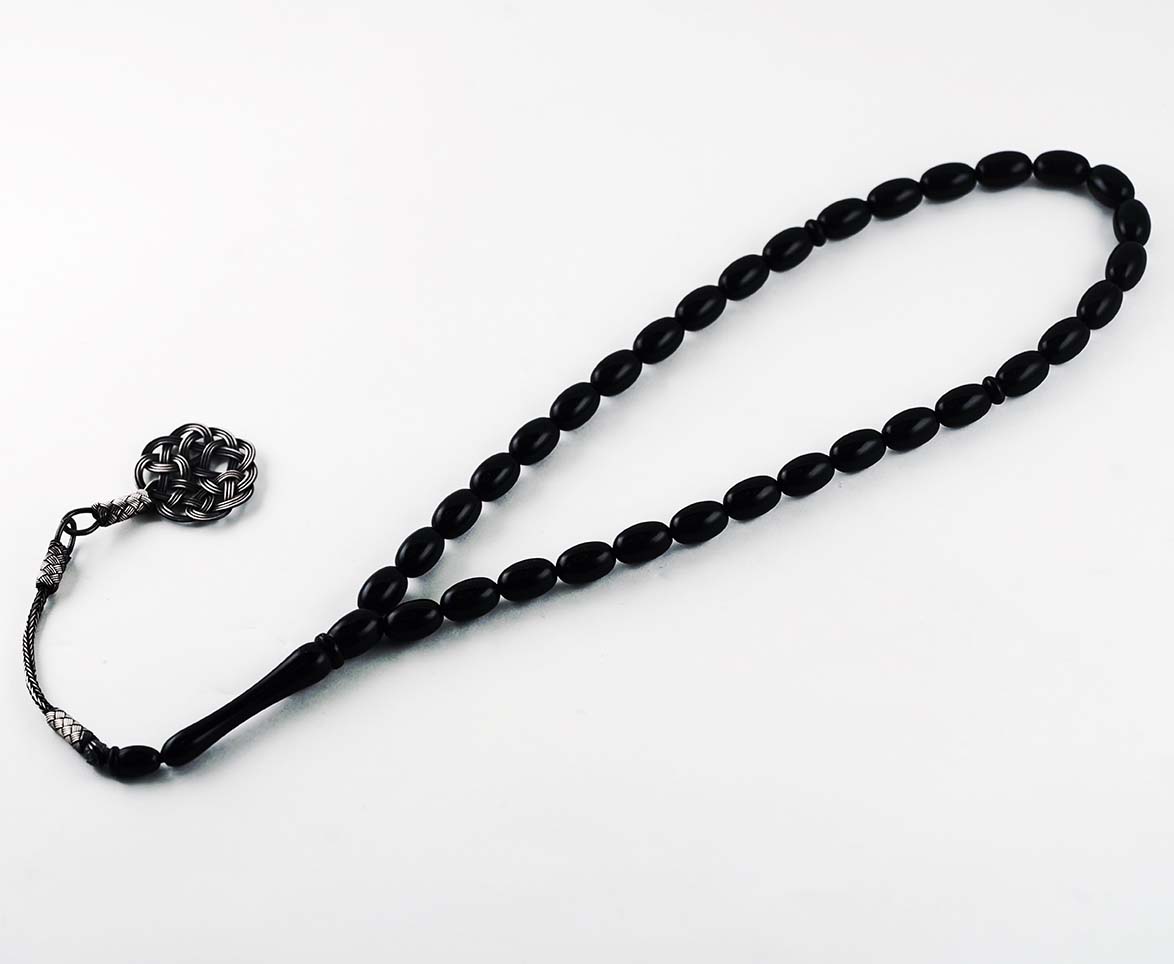 Black Beads Rosary with Sterling Silver Trabzon Tassel