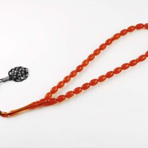 Dark Orange Beads Rosary with Sterling Silver Trabzon Tassel