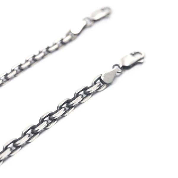 Black Rhodium Plated Brushed Sterling Silver Link Chain Bracelet - Image 6