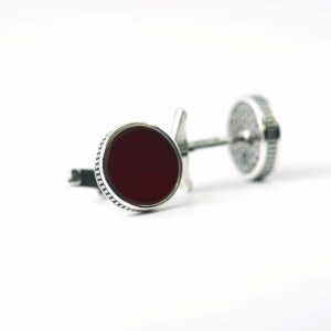 Sterling Silver Round Shape Agate Stone Cufflinks