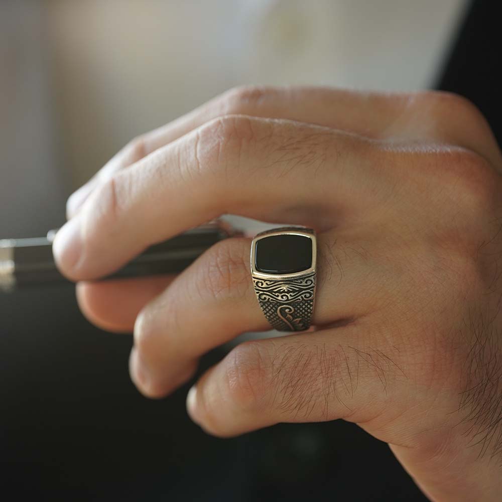 Black Onyx Stone 925 Sterling Silver Ring