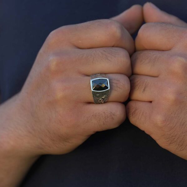 Black Sapphire Stone 925 Sterling Silver Ring