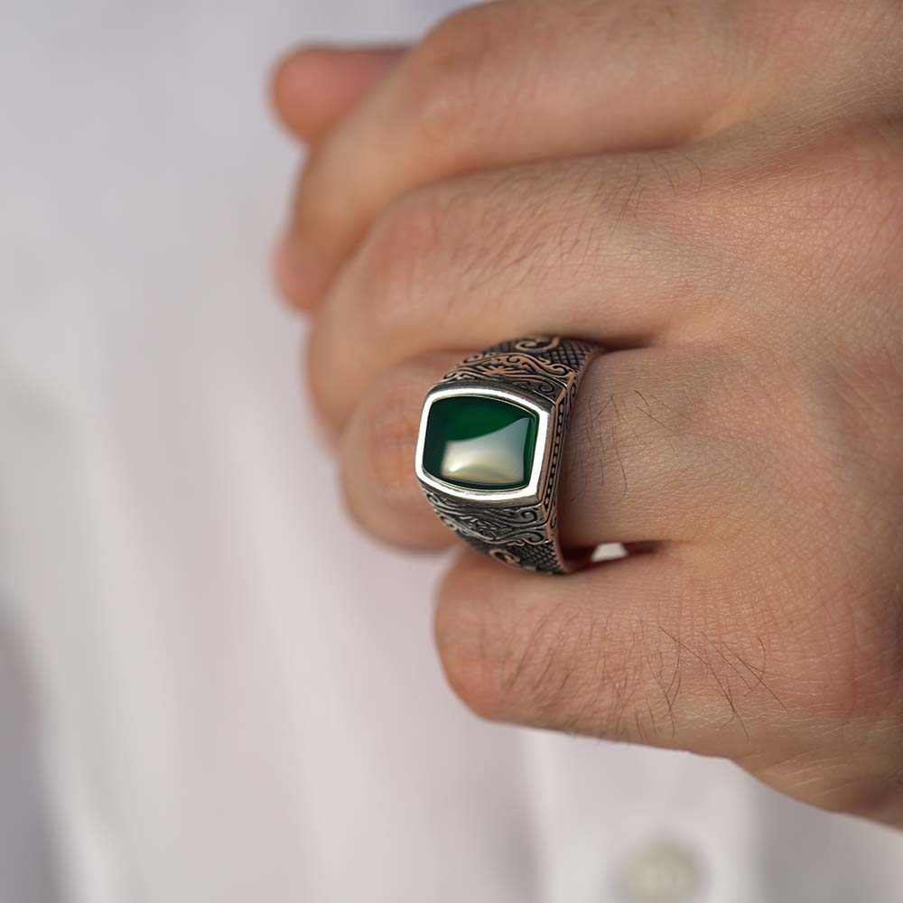 Green Stone 925 Sterling Silver Ring