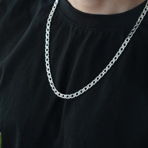 925 Italy Silver Rhodium Plated Brushed Satin Double cartier Necklace - Image 2