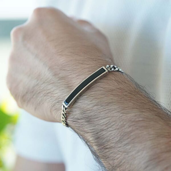 Rhodium Plated Brushed Sterling Silver ID Bracelet - Image 2