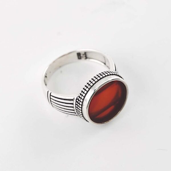 Round Green Agate Prince 925 Silver Ring - Image 5