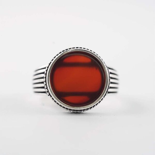 Round Green Agate Prince 925 Silver Ring - Image 3