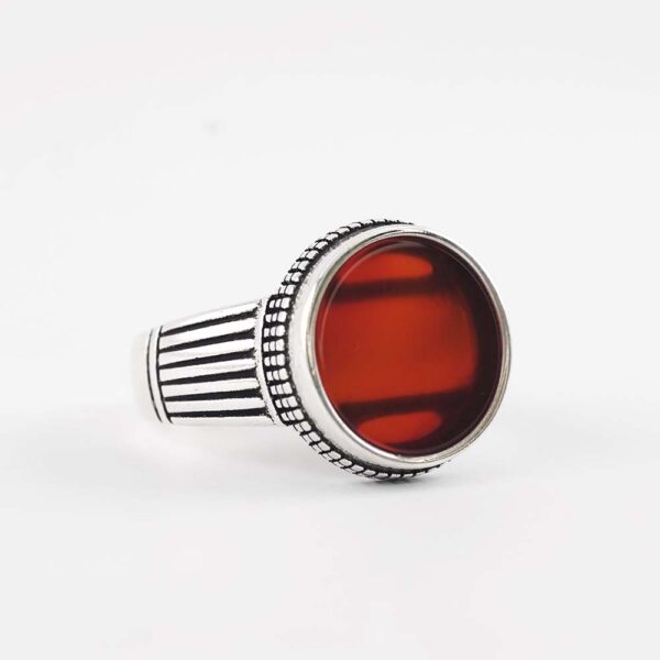 Round Green Agate Prince 925 Silver Ring - Image 4