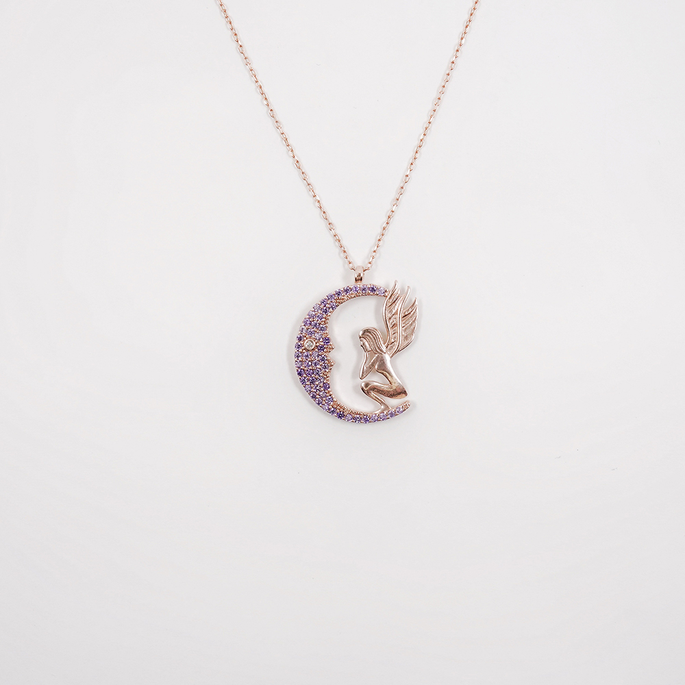 Purple Zircon Moon Fairy Necklace