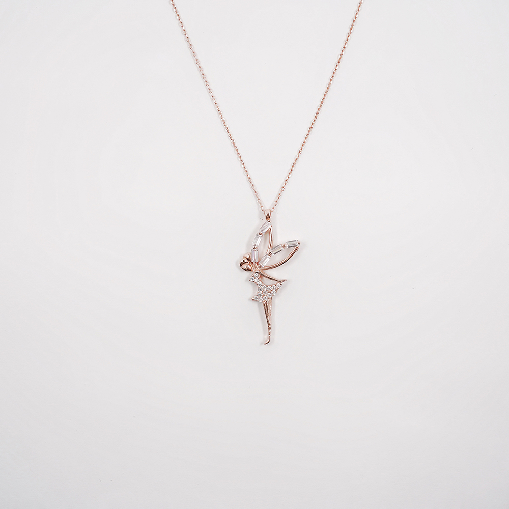 Baguette Stones Fairy Rose gold Necklace