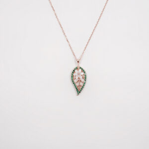 Green Zirconia Leaf & Flower Necklace