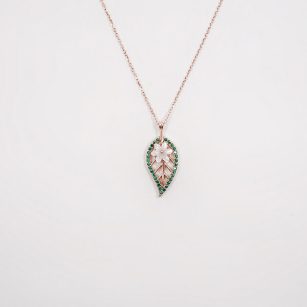 Green Zirconia Leaf & Flower Necklace