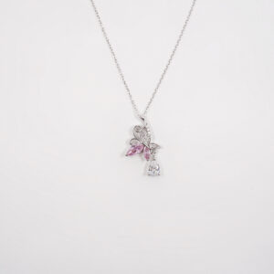 Half Rose Stones Butterfly Necklace