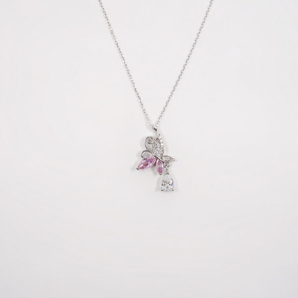 Half Rose Stones Butterfly Necklace